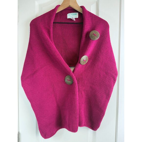 Augustina's Leather Carmel California Pure Handknit Shawl Button Detail One Size - Picture 1 of 8
